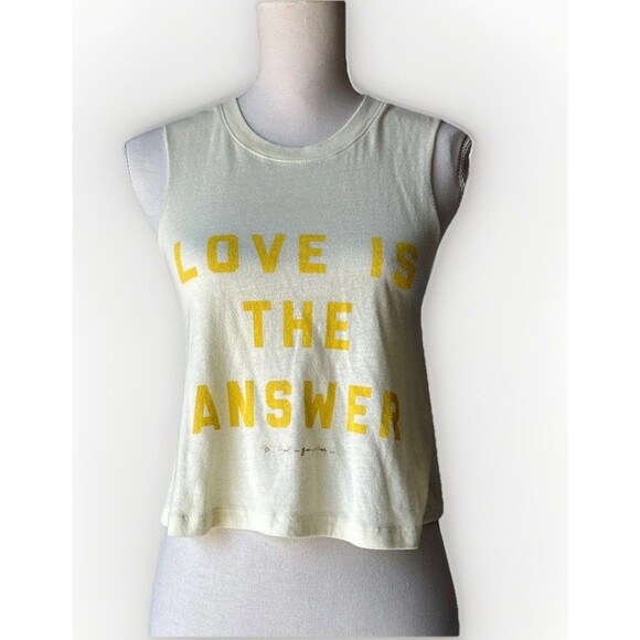 SOLD‼️‼️Spiritual Gangster Yellow Raw Sleeveless Muscle Shirt Crop Top Love XS - Picture 1 of 9